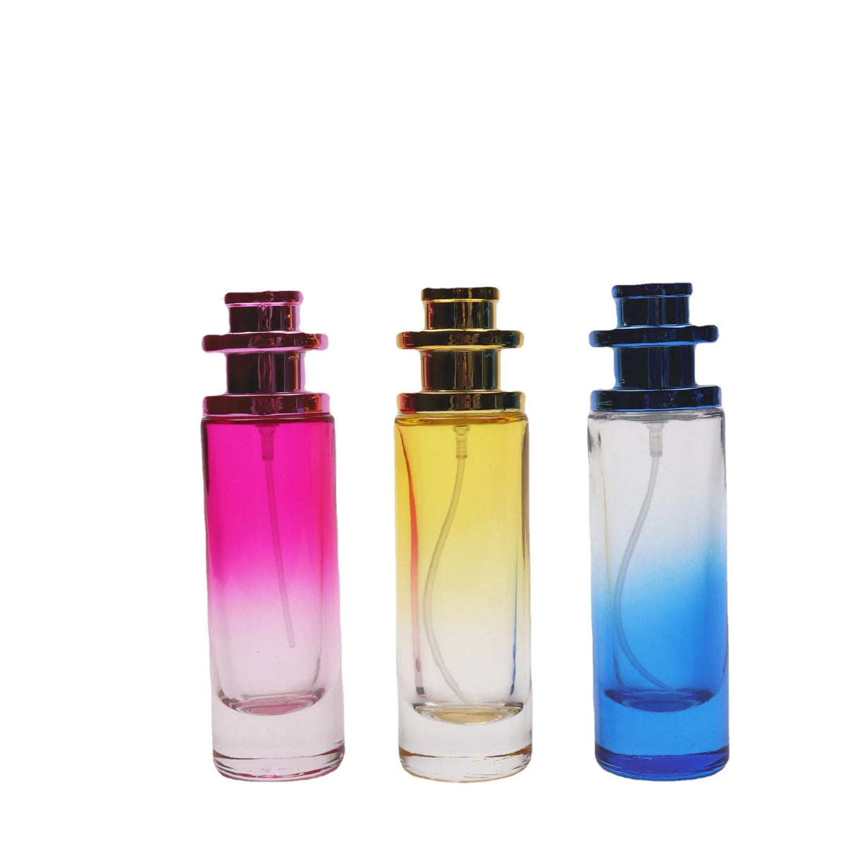 Cylinder Shape Colored 30ml 50ml Perfume Spray Glass Bottle Wholesale