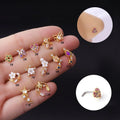 HENGSEN Hot Selling L Shape  Stainless Steel Colorful Cz Nose Piercing Nose Stud Indian Screw Fancy Nose RingJewelry for Women