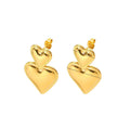 Personalized Love Fashion Stainless Steel Double Heart Stud Earrings for Women