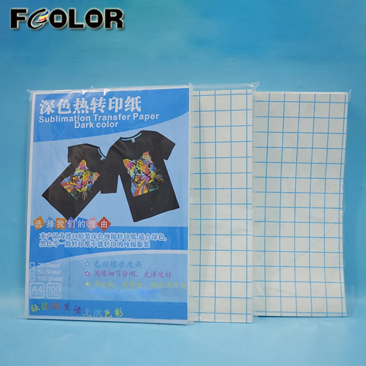 Fcolor Fast Dry A4 Laser Light Transfer Paper for Watercolor 100% Cotton Tshirt White Paper Material