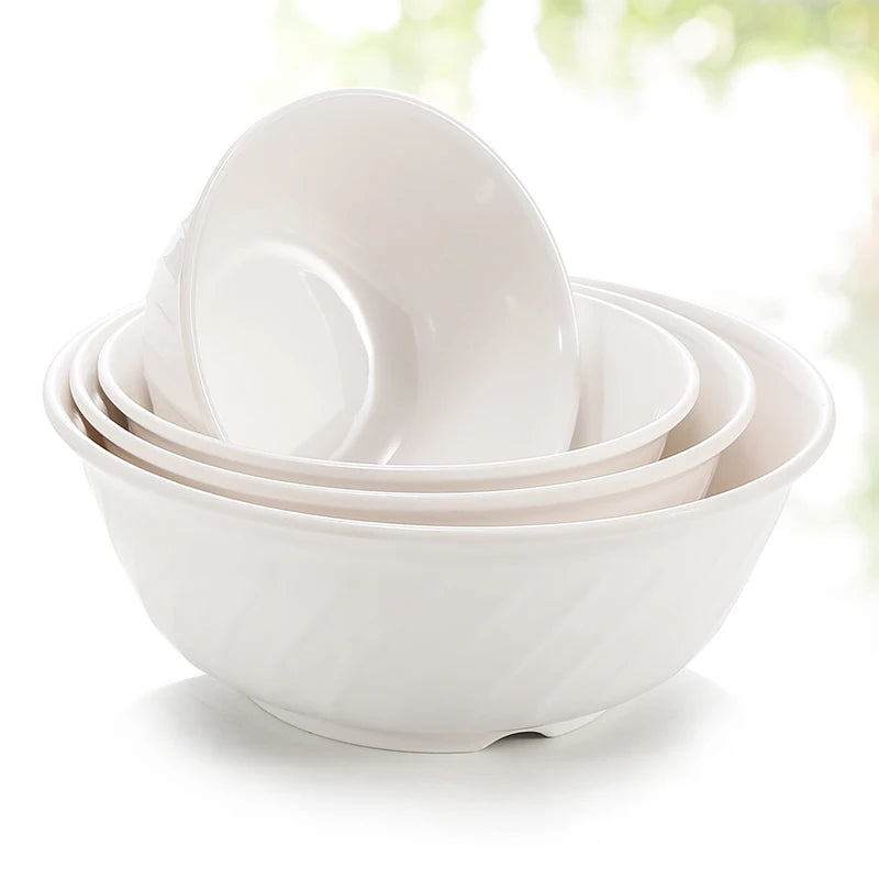 Melamine White Udon Bowl Restaurant Hotel Reusable Plastic Ramen Pasta Noodle Bowl