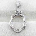 Sterling Silver 14*17mm Semi Mount Pendant Empty Frame Blank Support Setting S925 Base Holder Without Center Stone for DIY Inlay