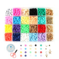 3600 Pcs 6mm Heishi Bead Kit Thread Scissor Alloy Components O Jump Ring Pentagram Charm Pendant Letter Beads Clay Beads Kit