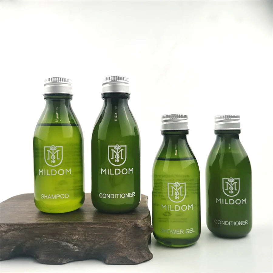 Custom Liquid Fragrance Hotel Cosmetics Plastic Hotel Shampoo Bottle for 5 Star Hotel Amenities Set