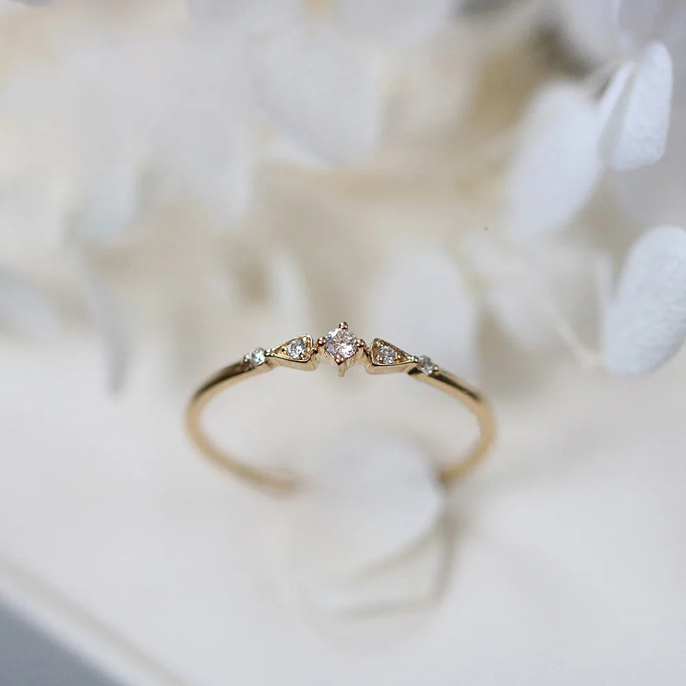 INS Simple Fashion Gold Plated 925 Sterling Silver Zircon Diamond Wedding Engagement Finger Rings for Women Jewelry
