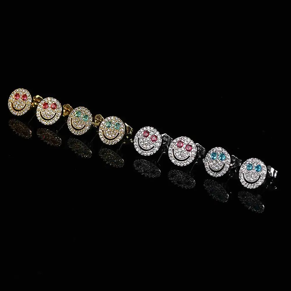 Veromca New Arrivals Hot Selling Hip Hop Genuine Gold Plated Copper Zircon Smile Earrings