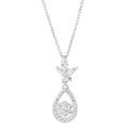 Luxurious Women's 925 Sterling Silver Full Diamond Pendant Pear Shaped Lotus Cubic Zirconia for Weddings Engagements Necklace