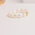 New Fashion Rings Jewelry Women 14k Gold Plated Rice Freshwater Pearl Ring