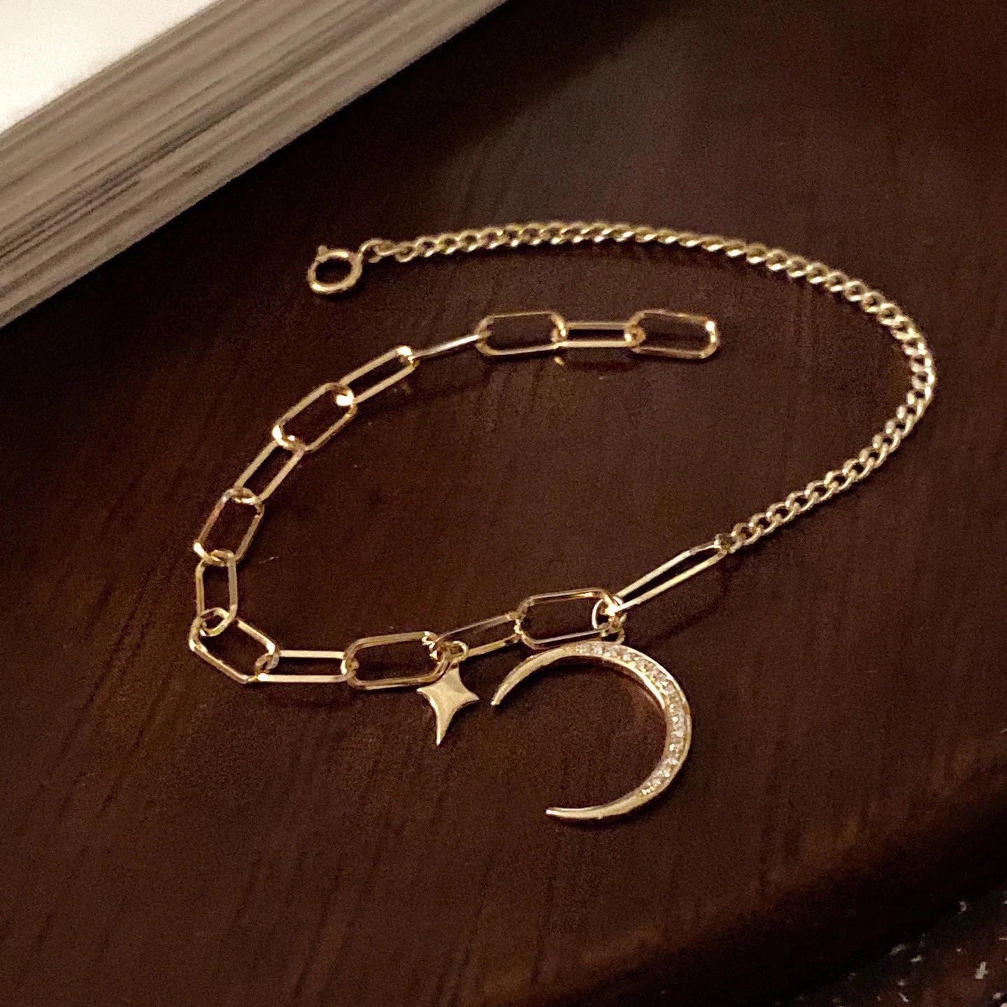 Hot Sale 18K Real Solid Gold Natural Diamond Moon Mesh Tennis Hypoallergenic Bracelet Fine Jewelry Diamond Bracelets Bangles