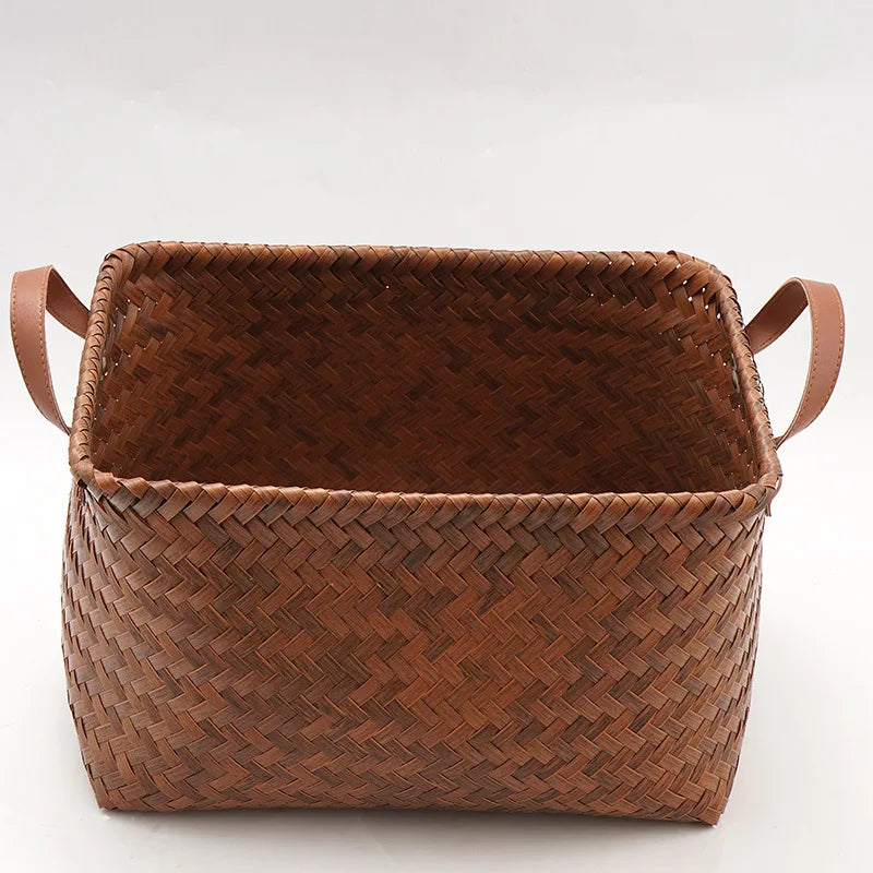 Wholesale Large Capacity Advanced Imitated Rattan Woven Hand-woven Storage Basket Retro Picnic Basket