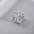 925 Sterling Silver Geometric Oval Shape Minimalist Ring Adjustable Open Finger Knuckle Rings Fashion Jewelry for Women