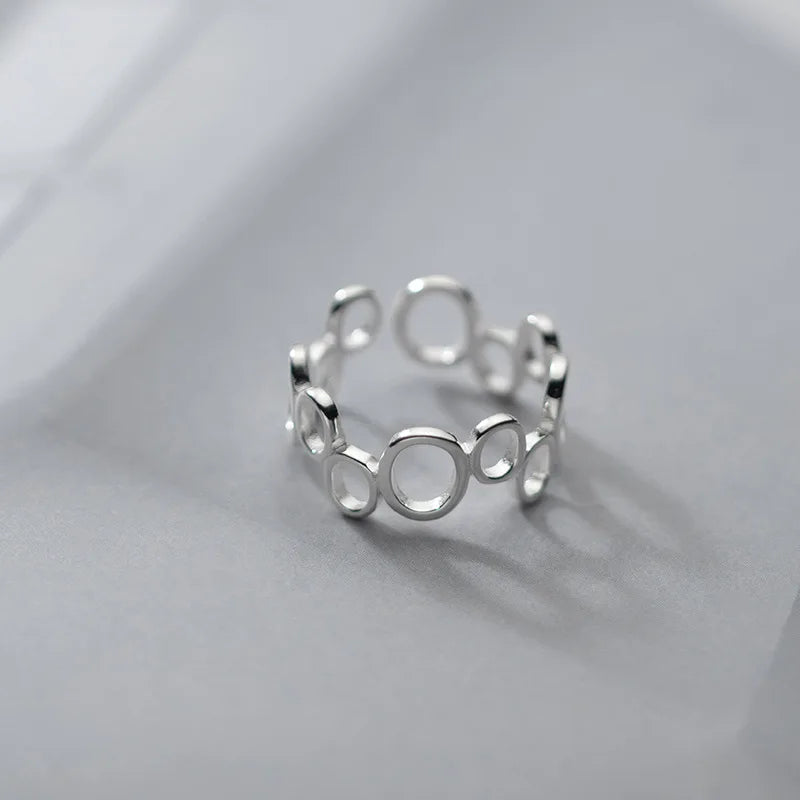 925 Sterling Silver Geometric Oval Shape Minimalist Ring Adjustable Open Finger Knuckle Rings Fashion Jewelry for Women
