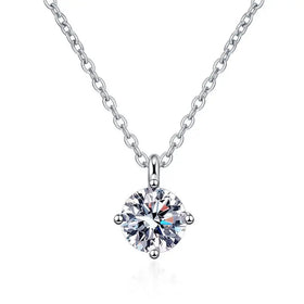 925 Sterling Silver Necklace Moissanite Necklace 50 Minutes 1 Carat Simple Four Claws Moissanite Clavicle Chain