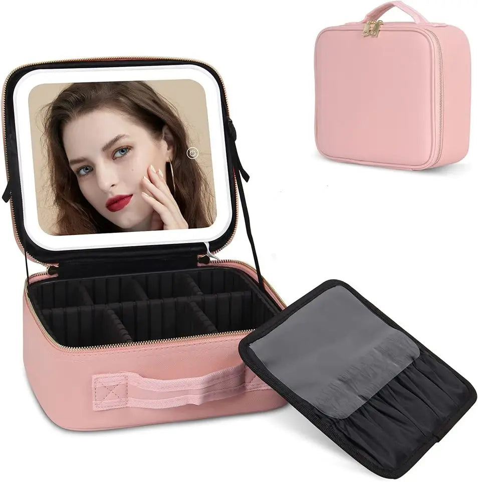 High Quality Professional Makeup Bag with Led Light and Mirror Waterproof Makeup Bag with Led
