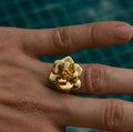 Vintage Flower Ring 18K Gold 316L Stainless Steel Non Tarnish Waterproof Trendy Adjustable Chunky  Flower Rings