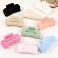 ODM Korean Fluffy Large Solid Color Shark Claw Clip Rectangle Hollow Out Fashion Accessories Velvet Square  for Womens