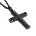Tizti Jesus Stainless Steel Black Cross Necklace for Men Ebony Wood Inlay Fashion Mens Necklace with Pendant