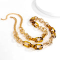 Vintage Leopard Print Gold Plated Plastic Splicing Necklace Cross Chain Sweater Chain Fashion Accessories Geometric Wedding Gift