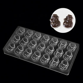 Kitchen Equipment Snowman Shape Wholesale Bakeware Baking Utensils Pastry Tools Plastic Polycarbonate Chocolate Mold