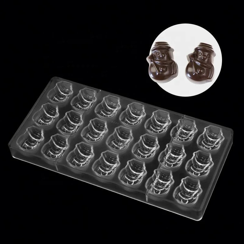 Kitchen Equipment Snowman Shape Wholesale Bakeware Baking Utensils Pastry Tools Plastic Polycarbonate Chocolate Mold