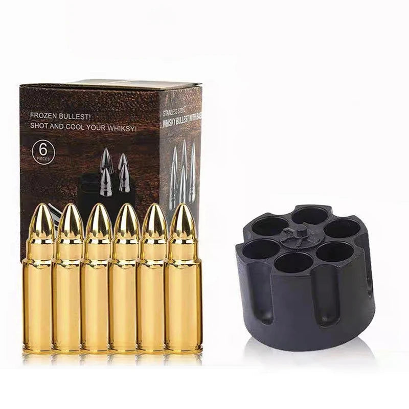 304 Stainless Steel Cooling Whiskey Bullet Shape Ice Cubes Gift Set of Metal Ice Stones for Wine Kit