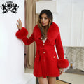 New Arrival Fashion Design Handmade Elegant Women Warm Real Fox Fur Collar 100 Cashmere Coats Womens