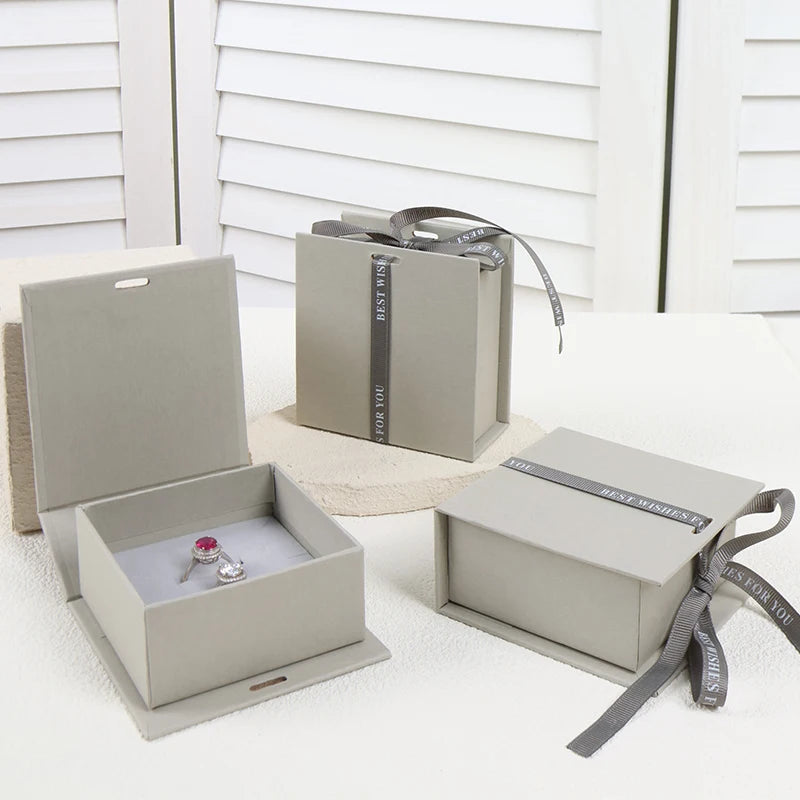 2024 Luxury Small Cardboard Book-Shape Paper Jewelry Packaging Box Ribbon Gold Foil Embossing Offset Perfume Small Gifts