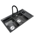 Handmade Ultrasonic Double Bowl Kitchen Sink Square Undermount with 304 Stainless Steel Smart Drainer