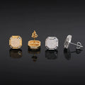 New Arrival Hip Hop Square Studs Iced Out Shining Diamond 925 Silver Moissanite Earrings