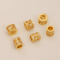 18K Gold Plated Brass Hollow Heart Pendants European Classical Style Charms Zircon Transport Bead Pendant
