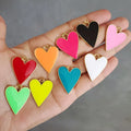 JS1531 Hot Sale Gold Plated Enamel Multi Colored Neon Heart Colors Charm Pendants for Necklace Earring Making Supplies