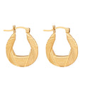 18K Gold PVD Plated Personalized Texture Earring Stainless Steel Chunky Geometric U Shaped Hoop Earring