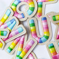 A-Z Rainbow Letter Patches 3D Self Adhesive Sticker Alphabet Capital Letter Applique