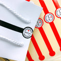 50Pcs/pack Red Black Thank You Hand Made with love Long Strip Kraft Label Sticker DIY for Gift Cake Baking Sealing Sticker