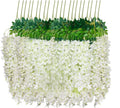 12 Pieces Pack 3.6 Feet Artificial Faux Wisteria Vine Rattan Hanging Garland Silk Flowers String Home Party Wedding Decoration