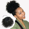 FUJIA Natural Drawstring Ponytails Real Human Hair for African Black Women Short Afro Puffs Hair Buns Kinky Curly