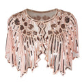 Retro Geometric Sequin Beaded Cape Vintage 1920s Shawl Wraps Flapper Cover up Women Lady Mesh Scarf for Party Evening Gown Shrug