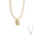 FUAMAY Silver 925 Freshwater Pearl Necklaces With Zircon Charm Pearl Necklace