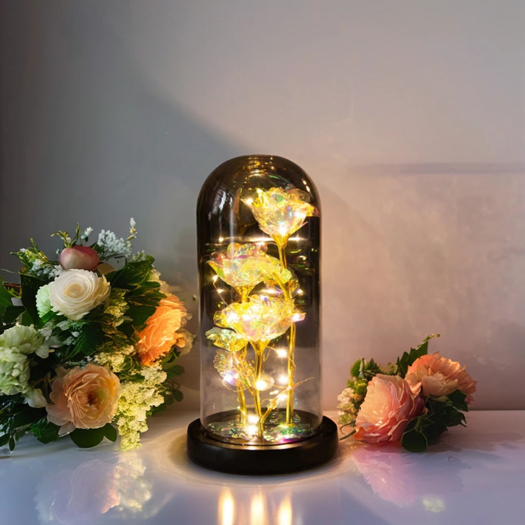 Three-Laser Preserved Roses DIY Chinese Valentine's Day Ornaments Glass Dome Graduation Gift Girlfriend Confession Box Packaging