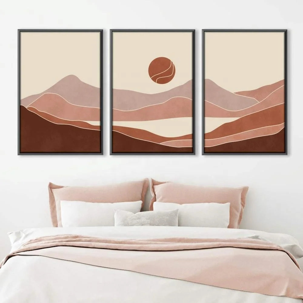 Nordic Abstract Pastel Pink Sun Poster Modern Room Decoration Wall Paintings Abstract Canvas Aesthetic Girl Bedroom Decoration