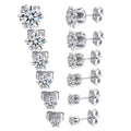 2023 Earrings Jewelry Zircon Earrings Women's Stainless Steel Round Clear Cubic Six Claws Zirconia Stud Earring