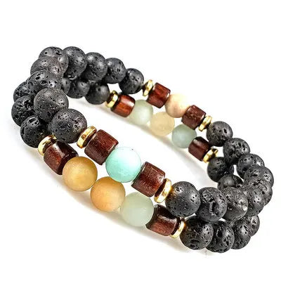 Customizable Products 8mm Natural Stone Beads Bracelet for Men Women Black White Color Elastic Rope Baseball Charm Bracelets