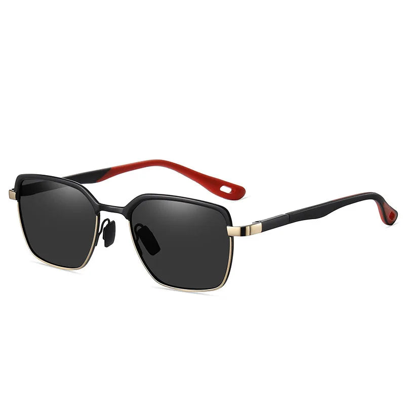 Square Metal Frame Polarizing Glasses Cycling Driving Fishing Polarized Sunglasses for Men and Women Matte Finish