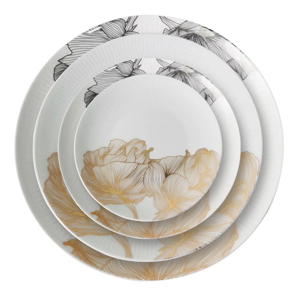 New Style Tableware Retro Color Reactive Glaze Crockery Restaurant Home Plates Dinnerware Ceramic Dinner Set