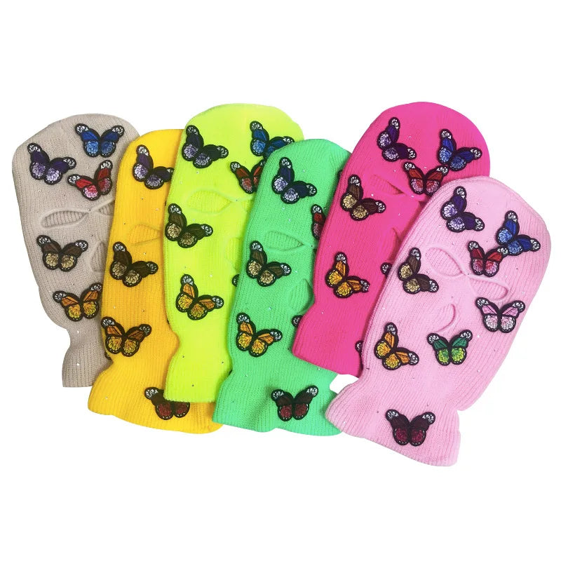 Custom Designer Full-Face Ski Mask with Three Holes Outdoors Butterfly Beanie Comfortable Headwarmer