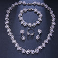 Cubic Zircon 4-Piece Heavy Rectangle Water Drop Jewelry Sets Brass Geometric Hip Hop Style for Parties and Gifts