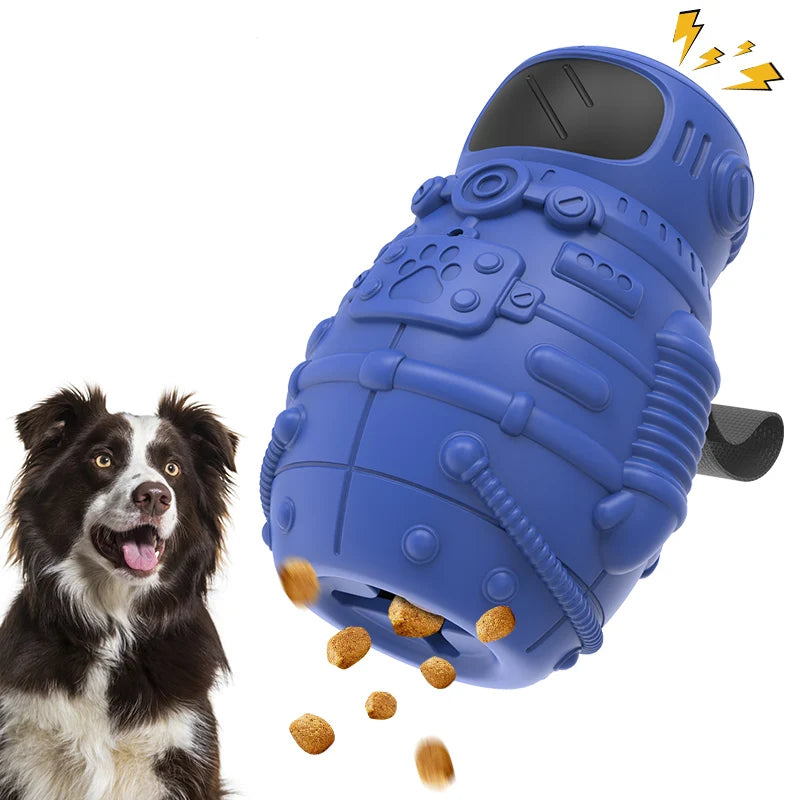 KINYU Astronaut Shape Natural Rubber Interactive Squeaky Eco-Friendly Toxic-Free Medium Dog Chew Toy Teeth Cleaning Treat