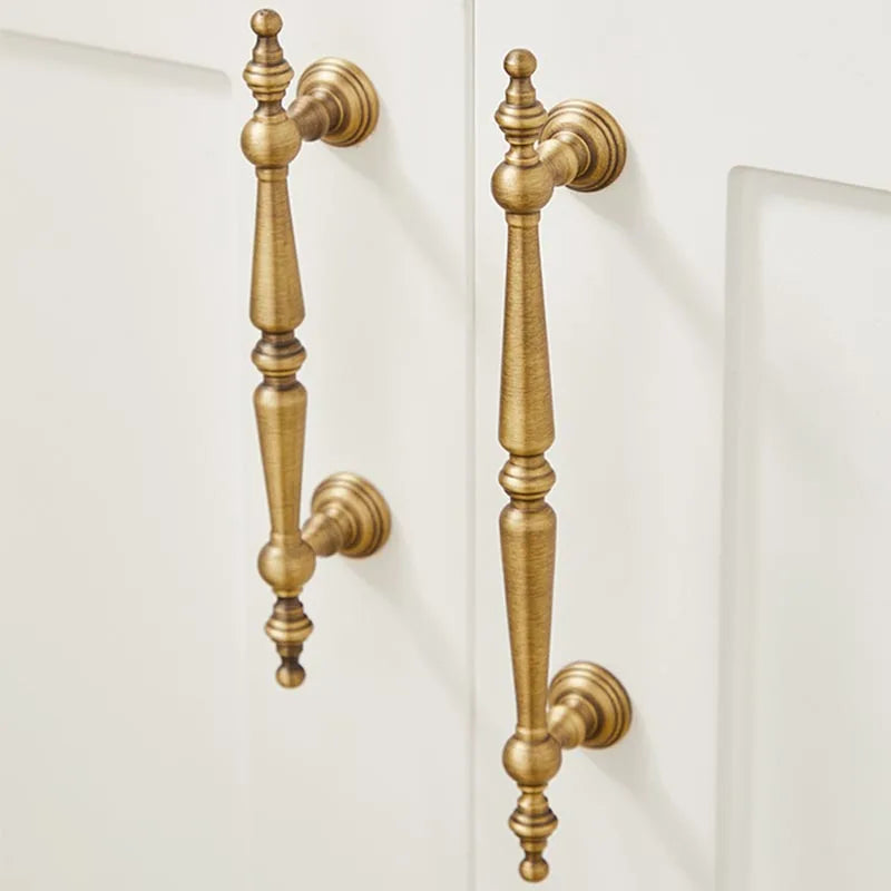 Antique Brass Turret Copper Pulls Luxury Antique Bronze Furniture Handles for Kitchen Cabinets Dressers Wardrobe Door Drawer