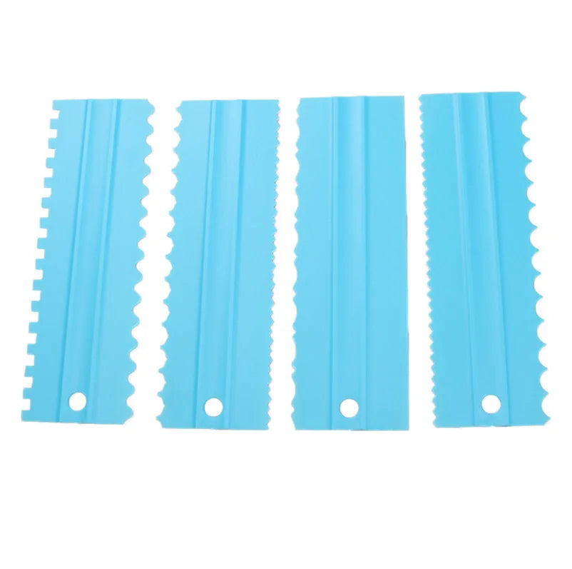 4-Piece Set of Plastic Cream Scraper Comb Double-Sided Tooth Cake Scraper DIY Baking Tools for Cake Creation