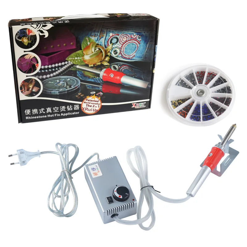 Automatic Suck Heat Hotfix Rhinestone Applicator Machine Wand Iron on Tool With Aspirator for Manual Fix Strass Craft Clothe Dec